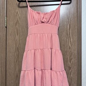 Altar'd State Pink Tiered Mini Dress